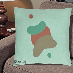 Perna Decorativa Abstract Forme Fluide Coral, 40x40 cm, Verde Menta, Husa Detasabila, Perna Inclusa, BEKZ®