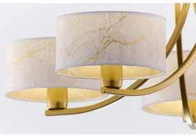 Jupiter 2097 - Candelabru suspendat pe lanț ARTHUR 5xE27/15W/230V alb/auriu/decor marmură