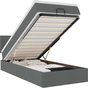 vidaXL Cadru pat otoman cu saltea țesătură gri închis 100x200 cm