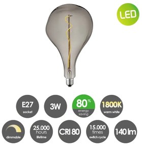 Bec LED dimabil VINTAGE EDISON E27/3W/230V 1800K