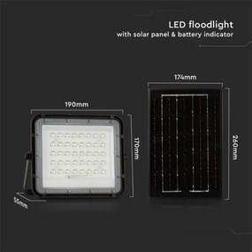 Proiector LED solar dimabil de exterior LED/6W/3,2V IP65 4000K negru + telecomandă