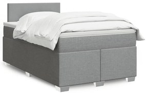 vidaXL Pat box spring cu saltea, gri deschis, 120x190 cm, textil