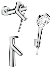 Set baterie cadă-duș Hansgrohe Talis S 72400000, baterie lavoar Hansgrohe Talis S 72020000, 26421400