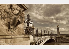 Fototapet. Podul Alexandru III peste Sena, Paris. Imagine Vintage.  Art.060092