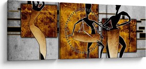 Tablou - Motiv cultura africană (cu ceas) (90x30 cm)