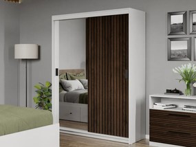 Set mobila dormitor Cedric Alb/Maro cu oglinda C03