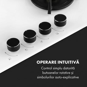 Klarstein Goldflame 4, plită pe gaz, 4 arzătoare, arzătoare din alamă, sticlă ceramică