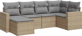vidaXL Set canapele de grădină cu perne, 6 piese, bej, poliratan