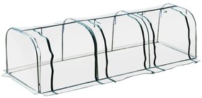 Outsunny Serra a Tunnel in PVC con 3 Porte Avvolgibili in Acciaio e PVC Trasparente, 350x100x80cm
