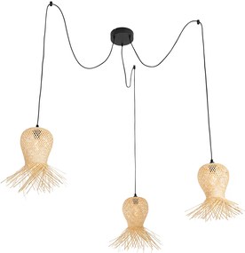 Lampă suspendată de exterior orientală din bambus cu 3 lumini IP44 - Carlos