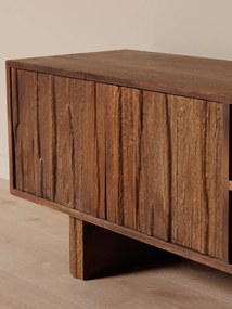 Comodă TV din lemn masiv de mango, 2 uși, aspect rustic, Ecorce