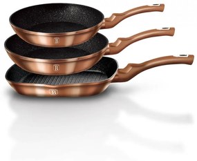 Set 3 tigai marmorate (3 straturi) Rose Gold (Cupru) Metalic Line Berlinger Haus BH 1279N