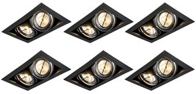 Set de 6 spoturi incastrate negre AR111 reglabile cu 2 lumini - Oneon