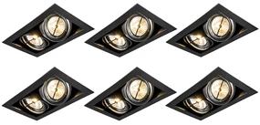 Set de 6 spoturi incastrate negre AR111 reglabile cu 2 lumini - Oneon