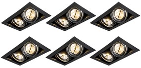 Set 6 spoturi incastrate negre AR111 reglabile 2 lumini - Oneon