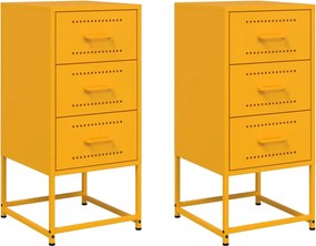 vidaXL Noptiere, 2 buc., galben muștar, 36x39x78 cm, oțel