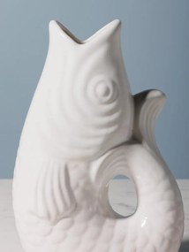 Vaza alba, din ceramica, forma de peste, H20cm Stone