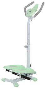 SPORTNOW Stepper cu Mânere Reglabile pe 3 Niveluri, Treaptă Reglabilă și Monitor LCD, 48x38x108-118 cm, Verde | Aosom Romania