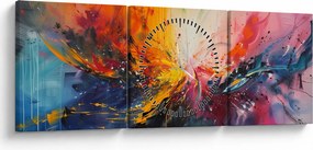 Tablou - Abstracție de culoare (cu ceas) (90x30 cm)