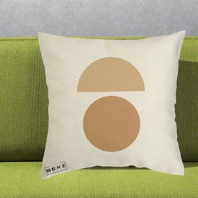 Perna Decorativa Geometric Minimalist Auriu, 40x40 cm, Ecru, Husa Detasabila, Perna Inclusa, BEKZ®