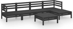 vidaXL Set mobilier de grădină, 6 piese, negru,lemn masiv de pin