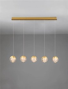 Lustra cu 5 pendule LED ALICIA auriu