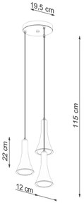 Lustră pe cablu Sollux SL.1226 REA 3xE14/12W/230V beton