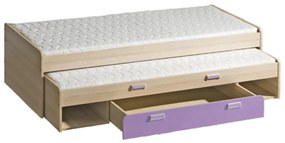 Pat, cu un pat suplimentar, frasin/violet, 200x80, EGO L16