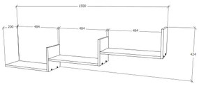 Etajera haaus Step, Alb, 150 x 20 x 42 cm