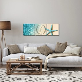 Tablou - Stea de mare pe plajă (cu ceas) (90x30 cm)
