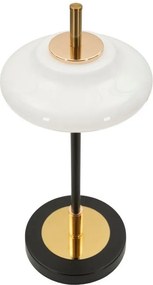 Veioză albă-neagră cu abajur din sticlă (înălțime 46 cm) Vintage – Mauro Ferretti