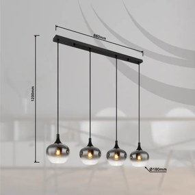 Globo 15548-4H - Lustră suspendată pe cablu MAXY 4xE27/40W/230V, neagră