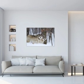 Tablou - Lupii în timpul iernii (90x60 cm)