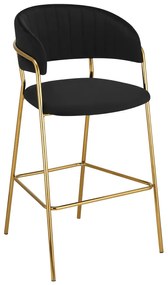 Scaun de bar de design, material catifea neagra gold crom auriu, DASMIN TIP 2