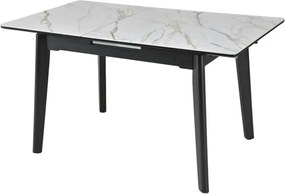 Masa extensibila OSTEN, alb cu efect de marmura/negru, 140/180x80x76 c