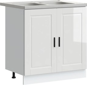 vidaXL Dulap baza chiuvetă cu depozitare Porto 2 pcs Alb Lemn compozit