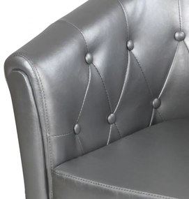 MIADOMODO Fotoliu Chesterfield, 58 x 71 x 70 cm, argintiu