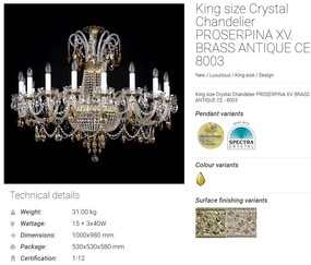 Candelabru design LUX Cristal Bohemia Exclusive PROSERPINA XV.