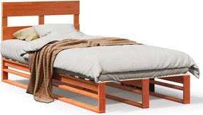 vidaXL Cadru pat fără saltea, maro ceruit, 75x190 cm, lemn masiv pin