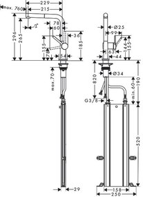 Baterie bucatarie Hansgrohe Talis M54 270, dus extractibil si sBox , negru mat - 72809670