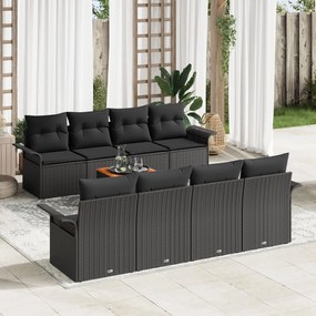 vidaXL Set de canapele pentru grădină 9 pcs Negru Rattan poli