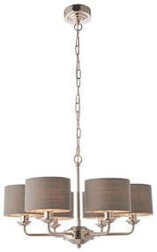 Lustră pe lanț Endon 94381 HIGHCLERE 6xE14/28W/230V gri/crom lucios