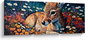 Tablou - Cerb pictat (cu ceas) (90x30 cm)