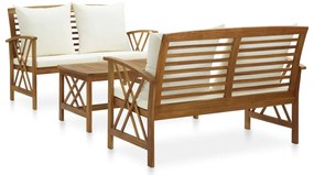vidaXL Set mobilier grădină cu perne, 3 piese, lemn masiv de acacia