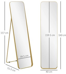 HOMCOM Oglindă Rotundă Auriu 40x160cm | Aosom Romania