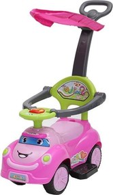 Masinuta copii si bebe NOVOKIDS™ Cartoon Smile , Cu melodii si lumini, Maner de impins pentru parinti detasabil, copertina de protectie detasabila,