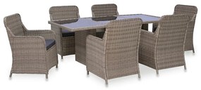 vidaXL Set mobilier de exterior, 7 piese, maro, poliratan