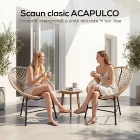Outsunny Set de 2 Scaune Acapulco din Ratan, Structură din Oțel, pentru Balcon și Verandă | Aosom Romania