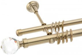 Galerie dubla prindere perete kula cristal gold 25mm/19mm (Alege marime: 140 cm)