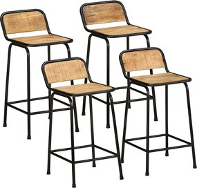 vidaXL Scaune de bar 4 buc 46x35,5x80 cm Lemn masiv Mango brut